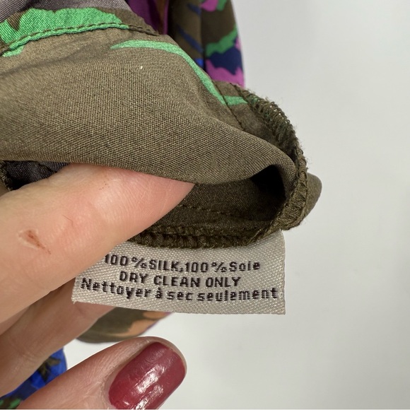 Tucker 100% silk large colorful floral print peasant blouse Top - Picture 5 of 10